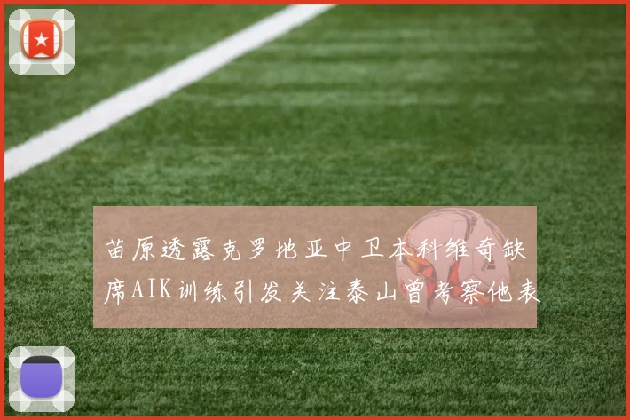 苗原透露克罗地亚中卫本科维奇缺席AIK训练引发关注泰山曾考察他表现